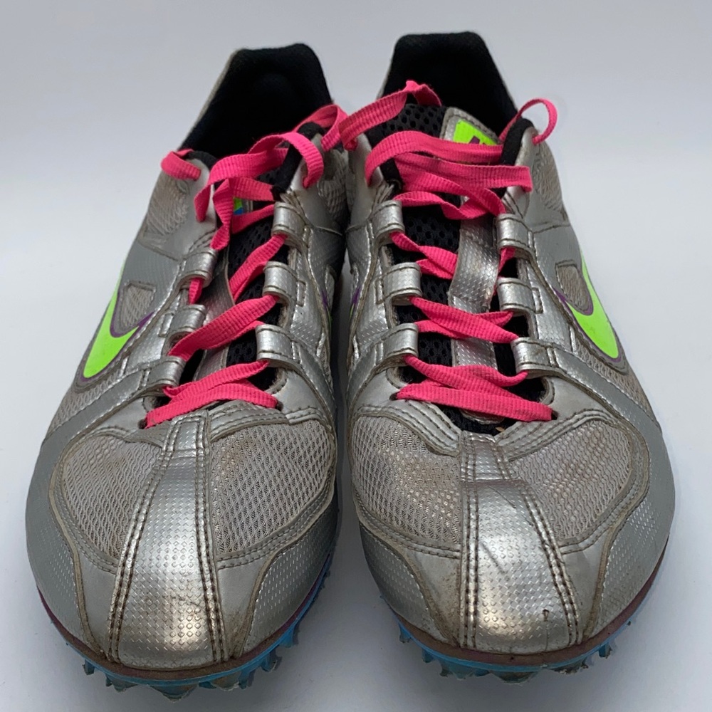 Nike Women's Zoom Rival MD Track Field Cleats Size 8.5 Metal Spikes Shoes Silver